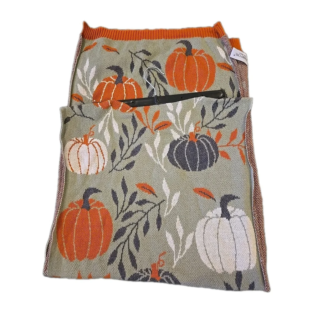 SHABBY CHIC Knit Sweater Material Pumpkin Table Runner 16